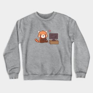 Cute Red Panda Loves Video Games Crewneck Sweatshirt